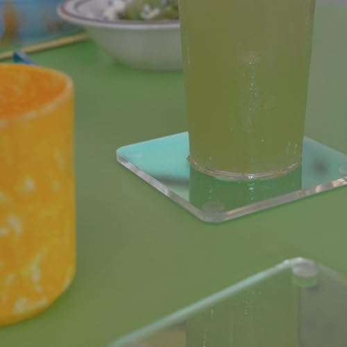 Colorful Acrylic Coasters Set with Holder, 4 Pack Bar Table Drink Protector