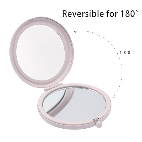 Compact Mirror for Purse, Metal Round Shell, Double-Sided 1X/2X Magnifying, Portable Travel Makeup Mirror, Mini Pocket Mirror, Light Salmon,4 Packs - color: Light Salmon