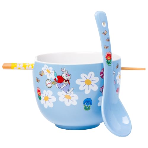 Silver Buffalo Disney Alice in Wonderland, Ramen Bowl with Chopsticks, 20oz - color: Alice in Wonderland Spoon, size: 20 Ounces (With Spoon)