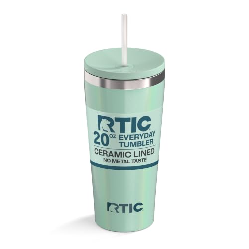 RTIC 20oz Everyday Tumbler, Insulated, Ceramic Lined, Fresh Mint Glitter - color: Fresh Mint Glitter, size: 20 Ounces