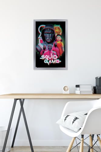 Trends International Netflix Squid Game: Season 2 - Group Glitch Wall Poster, 22.4L x 14.7W, Silver Framed Version - color: Silver Framed Version, size: 22.4"L x 14.7"W