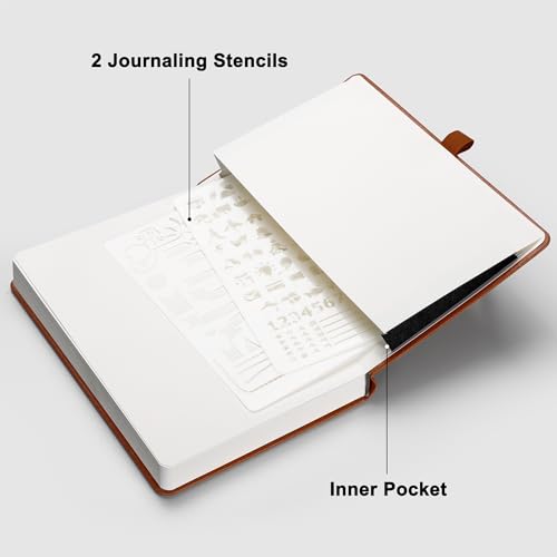 RETTACY Dotted Journal Notebook, 320 Numbered Pages, A5 (5.7'' × 8.3'') - color: Brown