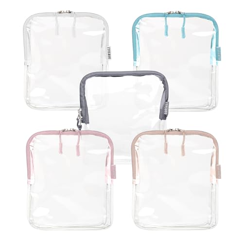 BORSALI TSA Approved Toiletry Bag, 5 Pack Colors - color: Rose Blue White Gray Taupe