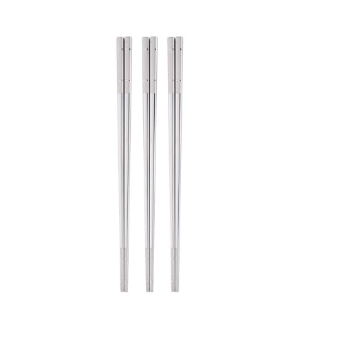 Reusable Stainless Steel Chopsticks,Dishwasher Safe , Easy to Use(3 PCS,Silver) - color: Silver