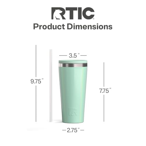 RTIC 20oz Everyday Tumbler, Insulated, Ceramic Lined, Fresh Mint Glitter - color: Fresh Mint Glitter, size: 20 Ounces