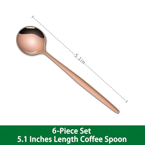 5.1Inch Stainless Steel Coffee & Tea Spoons Set,Rose Gold Teaspoon,Small Spoons For Dessert or Tea,Espresso Spoon For Cafe - color: Rose Gold