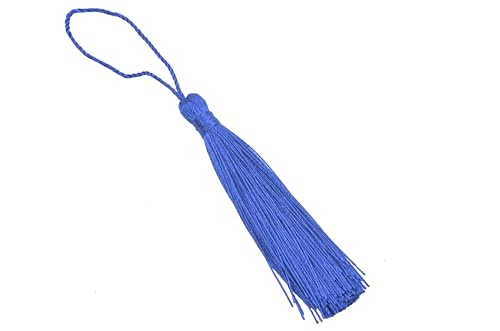 KONMAY 20pcs 3.5'' Small Silky Soft Craft Mini Bookmark Tassels with Loops for Jewelry Making, Gift Wrapping, Zipper Pull, Home Decor(Royal Blue) - color: Royal Blue