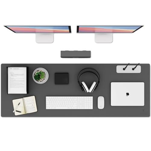 K KNODEL Extra Large Desk Mat, Leather Mouse Pad (47.2"x17", Dark Gray) - color: Dark Gray, size: 47.2" x 17"