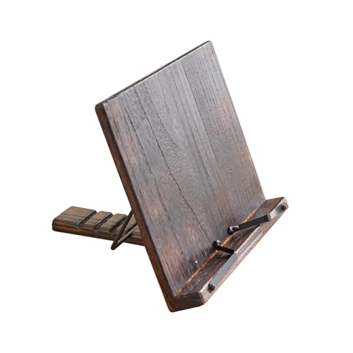 Rustic Wood Book Stand, Hands Free Holder for Cookbooks & Tablets