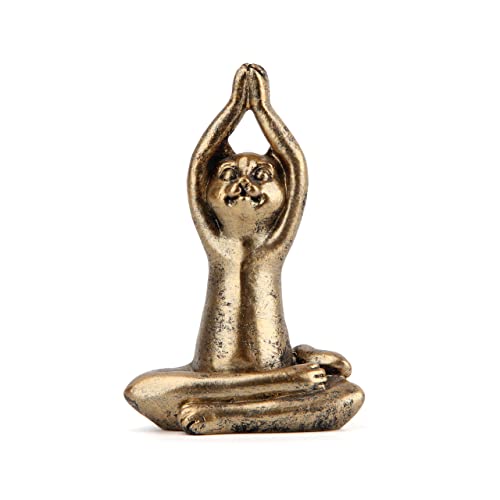 Smadeer Yoga Cat Statues for Home Decor Accents,Yoga Pose Figurine for Zen Spiritual Bedroom Living Room Office Table Desk Modern Boho Decoration,Meditation Shelf Decor Accents Antique Bronze Gift - color: Cat