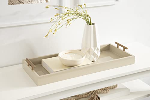Kate and Laurel Lipton Modern Narrow Tray; 10 x 24; Sand; Midcentury Serving Tray for Storage and Display - color: Natural