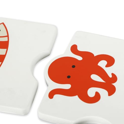 Beach Coasters for Drinks Set of 4, 3.94 Inch Square Resin - color: Red
