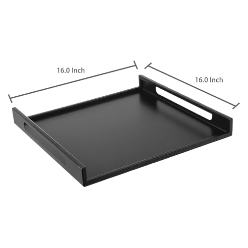 MyGift 16 Inch Matte Black Metal Large Serving Tray with Handles