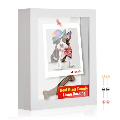5x7 Small Shadow Box Picture Frame with Real Glass and Linen Back - color: White + Thickened Panel + Foam Packaging, size: 5x7