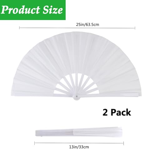 2 Pack Large Folding Hand Fan for Men/Women, Rave Fan Chinese Kung Fu Tai Chi Hand Fan Black Vintage Foldable Hand Fans for Dancing, Festival, Gift, Home Decorations(Black&White) - color: Black&white