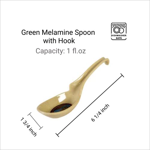 JapanBargain 2346, Set of 6 Asian Japanese Chinese Wonton Soba Rice Pho Ramen Noodle Soup Spoons Notch and Hook Ladle Style Spoon, Green - color: Green
