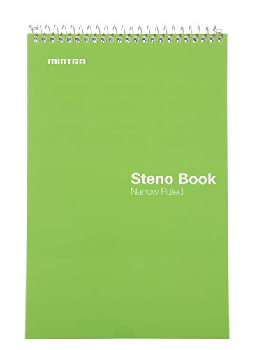 Mintra Office Steno Books Set - Top-Spiral Bound, Narrow Ruled, 70 White Sheets, Poly Primary Color Covered Notebooks for Office, Professional, School & Work, Note-taking, Writing Pads, 6"x9", 4 Pack - color: Primary Colors 4pk, size: Narrow Ruled