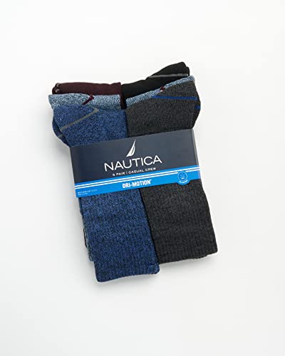 Nautica Mens Crew Socks 5 Pack Moisture Wicking Athletic Work & Dress Socks - color: Multi