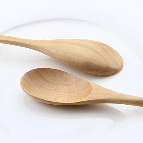 AOOSY 9In Wooden Spoons,6 Pcs Korean Wooden Spoon for Eeating - color: 6 Pcs Yellow Japanese Natural Wooden Spoon