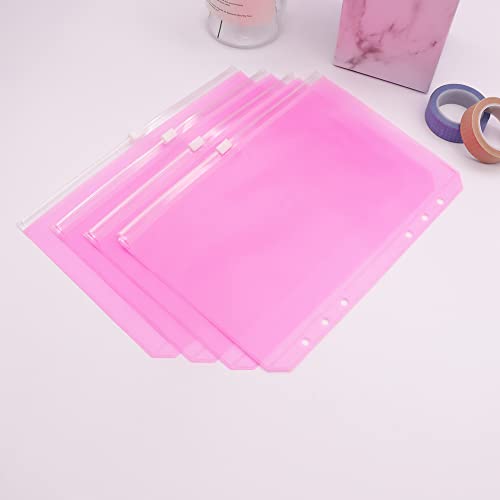 Pink A5 Binder Pockets 12pcs Zipper Cash Envelopes - color: 12pcs Pink Color, size: A5