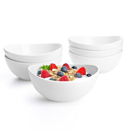Sweese 18 oz Medium White Porcelain Bowls - Set of 6 Cereal, Soup, Rice & Salad Bowls, Ceramic Serving Bowls for Everyday Use - color: White, style: Medium (18 oz)