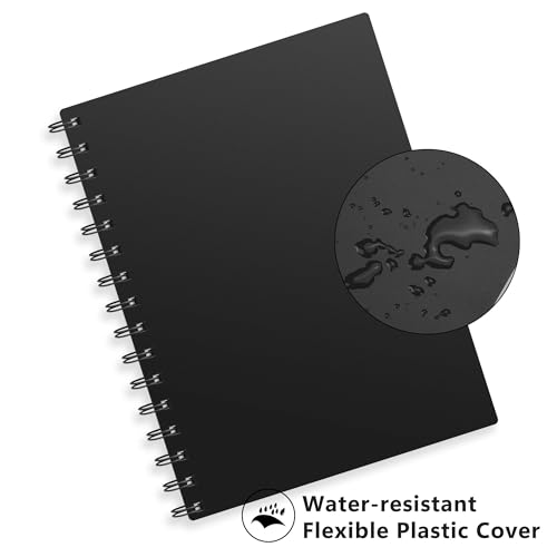 RETTACY Spiral College Ruled Notebook, 300 Pages, A5 Size (5.7" x 8.2") - color: Black, size: 5.7" x 8.2"