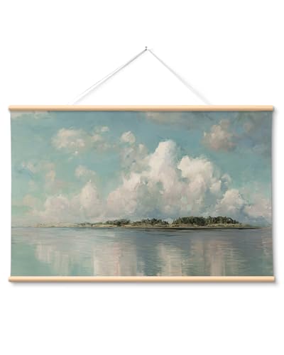VIYYIEA Extra Large Blue Sky Clouds Canvas Wall Art, Impressionist, 36x54in - color: Cloud Landscape Scroll