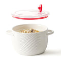 Ceramic Soup Bowl with Lid & Handle, Microwave Safe 32 oz, White - color: White, size: 1 pcs