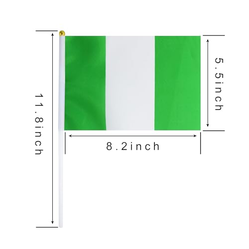 25 Pack Hand Held Small Mini Nigeria Nigerian Stick Flag Round Top National Country Flags,Party Decorations Supplies For Parades,World Cup,Festival Events,International Festival - color: Nigeria