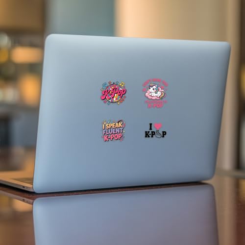 (4pcs) Korean Pop Music Decal Set Cute Girly UV DTF Stickers Waterproof Durable Easy to Apply Music Lover Fan Gift Colorful Decoration for Laptop Water Bottle Helmet 3 Inches