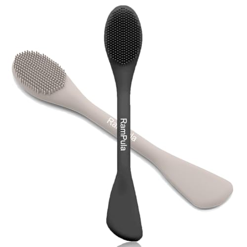 Face Mask Brush Applicator, Mask Brushes For Facials Cleansing & Exfoliating, Facial Clay Mask Applicator Tool Silicone Mask Spatula Cream Skincare For Apply Cream, Lotion, Mud, Clay (Black+Starlight) - color: Black and Starlight