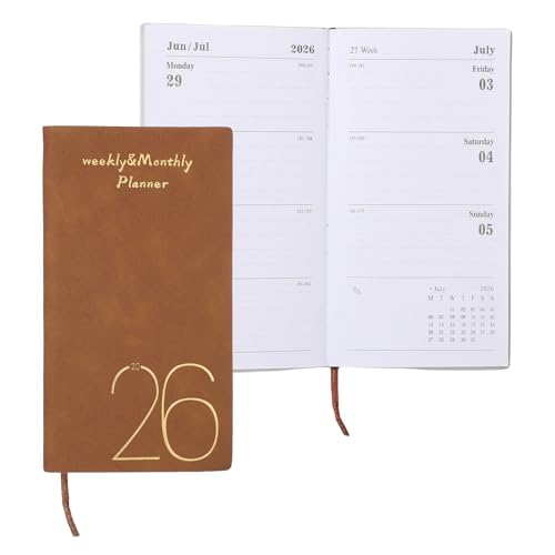 PATIKIL 2026 Daily Planner Notebook, A6 64 Sheets Undated to Do List Daily Weekly Monthly Goals Tracker Pocket Notebook for Office Home Study Work Time Management Fitness Habit, Brown - color: Brown