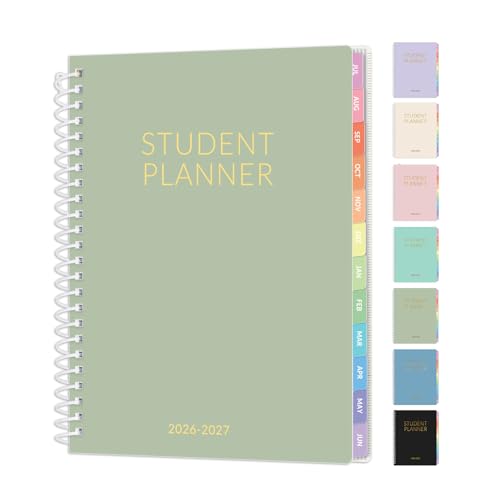 SUNEE Student Planner 2026-2027, Academic Weekly & Monthly School Planner, Jul. 2026 - Jun. 2027, 6.5" x 8.3" Middle & High Lesson Plan Book with Weekly Goals, Monthly Tabs, Bookmark, Sage Green - color: Sage Green, size: A5 6.5"×8.3"