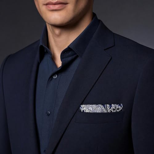 S&W SHLAX&WING Mens Pocket Square Paisley Multicolor Large for Business Wedding - color: Ah87