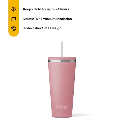 RTIC 20oz Everyday Tumbler, Insulated, Ceramic Lined, Dusty Rose - color: Dusty Rose, size: 20 Ounces