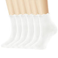 DQCUTE Women's Ruffled Ankle Cotton Crew Socks, 6 Pairs - color: 6-white Color