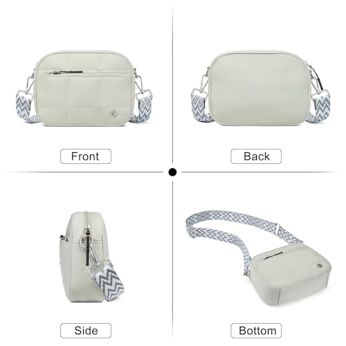 CLUCI Quilted Crossbody Bags for Women Lightweight Puffer Shoulder Bag Travel Purses with Wide Strap - color: Light Gray