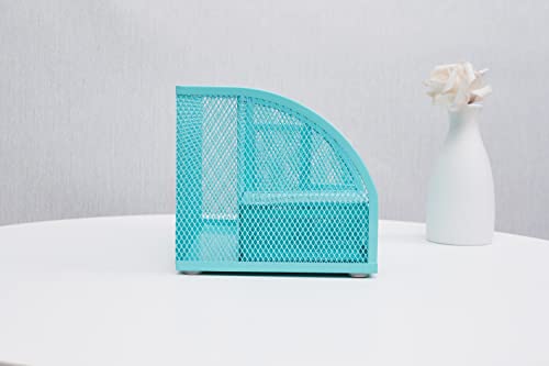 Annova Mesh Desk Organizer Office with 7 Compartments + Drawer/Desk Tidy Candy/Pen Holder/Multifunctional Organizer (Turquoise) - color: Turquoise