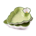Leaf Shaped Ceramic Serving Platter Set of 2, Divided Snack & Appetizer Dish for Chip and Dip, Sauces, Fries, Tapas, Fruit and Dessert