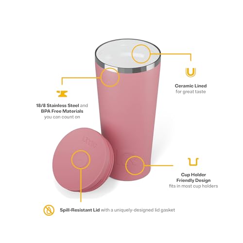 RTIC 20oz Everyday Tumbler, Insulated, Ceramic Lined, Dusty Rose - color: Dusty Rose, size: 20 Ounces