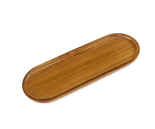 Small Wooden Oval Narrow Tray (11.3 x 4.1 inch), Mini Serving Tray - color: Oval - Brown, size: 11.3" x 4.1" x 0.6"