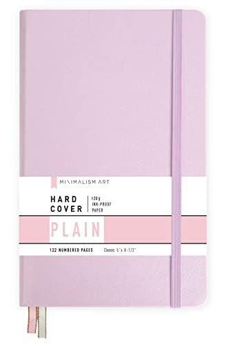 Minimalism Art, Premium Hard Cover Notebook Journal, Classic 5" x 8.3", 122 Numbered Pages, Gusseted Pocket, Ribbon Bookmark, Extra Thick Ink-Proof Paper 120gsm, San Francisco (Plain, Pink) - color: Pink, style: Minimalist