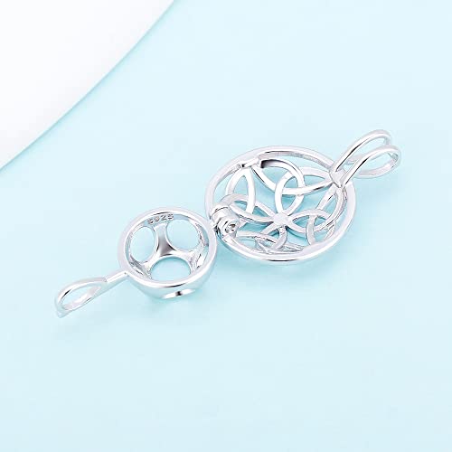 Sterling Silver Celtic Knot Round Cage Pendants for Women