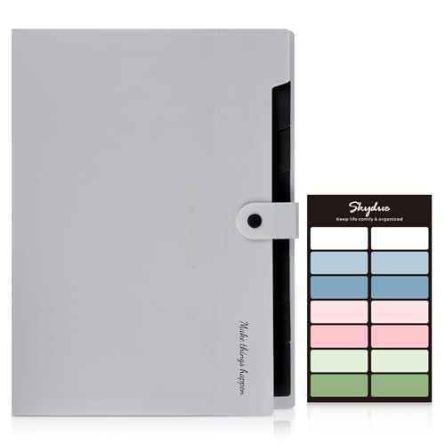 SKYDUE Accordion File Organizer, 8 Pockets Expanding File Folders, Portable Document Paper Organizer, Home College School Office Supplies, Letter Size Gray - color: Gray