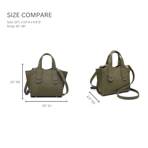 JEN & CO. Marla Whipstitch Satchel Bag, Crossbody Shoulder Purse for Women - color: Boysenberry