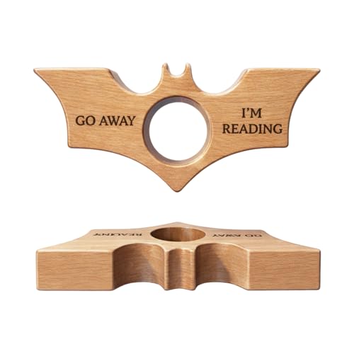 Book Page Holder, Thumb Book Page Holders with Engraved, Smooth Finish Wood Book Holder for Reading, Ideal Teachers Gifts, Reading Accessories Book Worm Gifts for Men (Natural Wood)