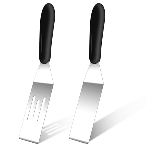 Small Spatula 2Pieces, Stainless Steel Spatula Set, Metal Spatulas for Kitchen Use for Serving and Turning, Ideal for Pancakes, Brownies, Desserts, Cookie, Eggs or Small Pan