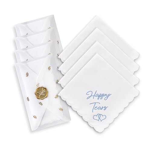 Happy Tears Wedding Handkerchief Something Blue Gift for Bride - color: Happy Tears X 4 (Gold)