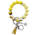 Unpafcxddyig Silicone Bead Keychain Bracelet Wristlet Key Ring - color: Rainbow Yellow