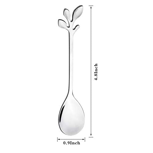 12-Pack Stainless Steel Creative Coffee & Dessert Spoons, 4.8 Inches (Silver, Style 4) - color: Sliver,Style 4